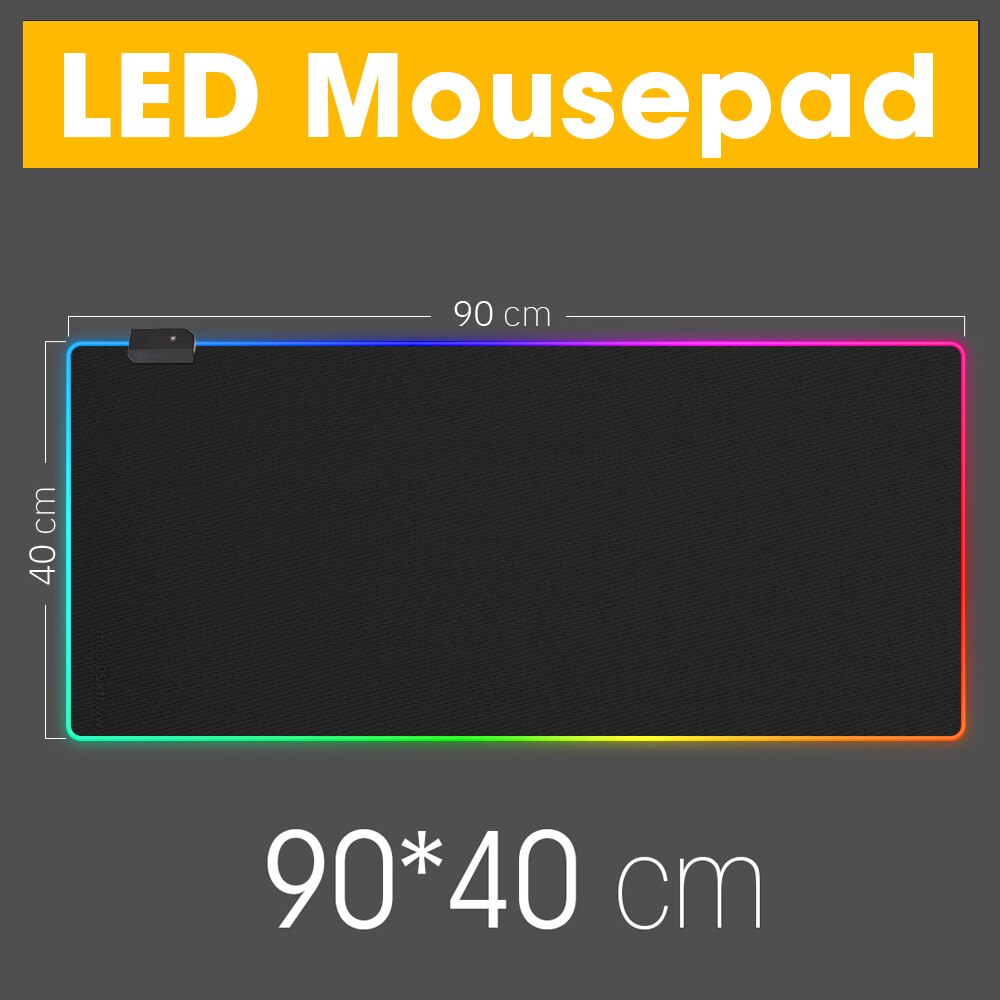 LED Light Gaming Mouse Pad RGB Super Soft Large Keyboard Cover Non-Slip Rubber Base Computer Carpet Desk Mat PC Game MousePad: 90 x 40 cm