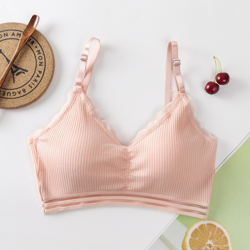 Unge piger træning bh bomuld blonder strikning teenage piger undertøj sport yoga bralette kvinder lille vest tank top en størrelse: Orange rød