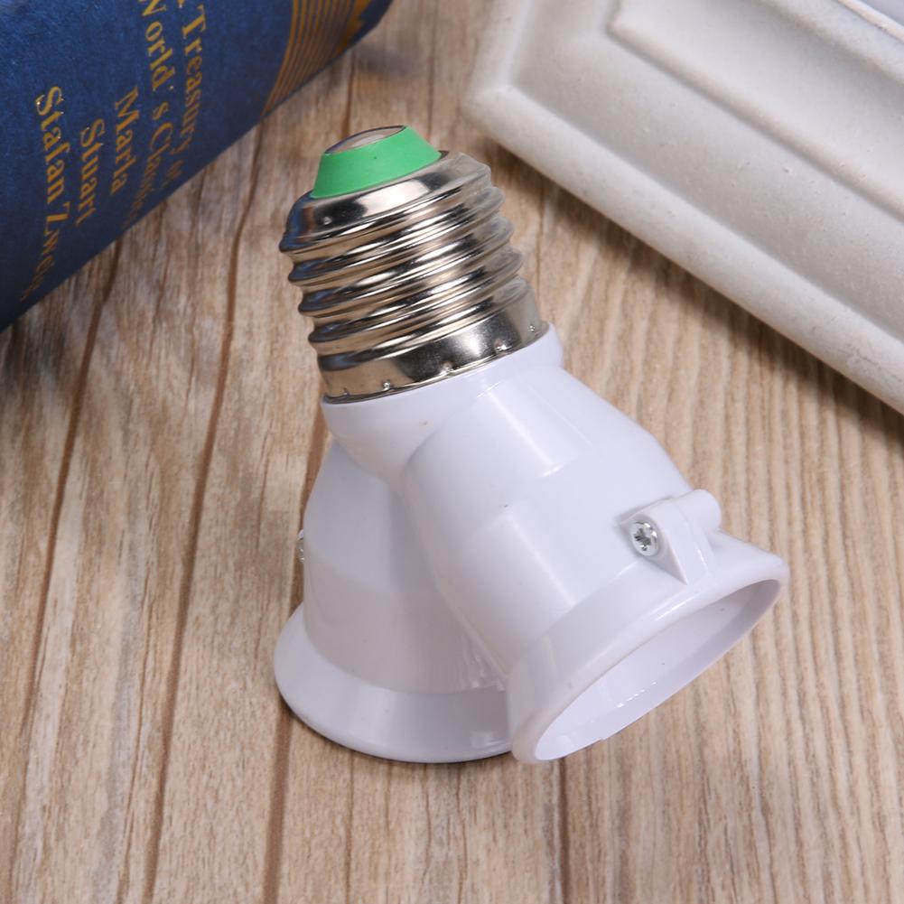 2 In 1 Double E27 Socket Base Extender Splitter Plug Halogen Light Lamp Bulb Holder Copper Contact Adapter Converter
