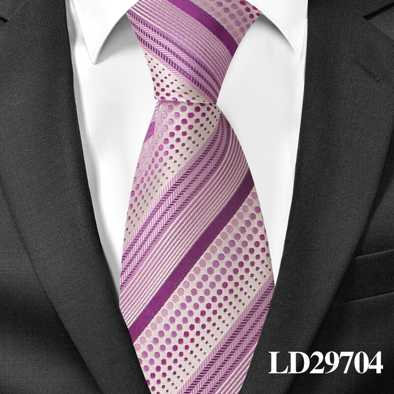 Silke hals slips til mænd jacquard mænd slips til bryllup forretning 8 cm brede plaid slips klassiske dragter hals slips: Ld29704