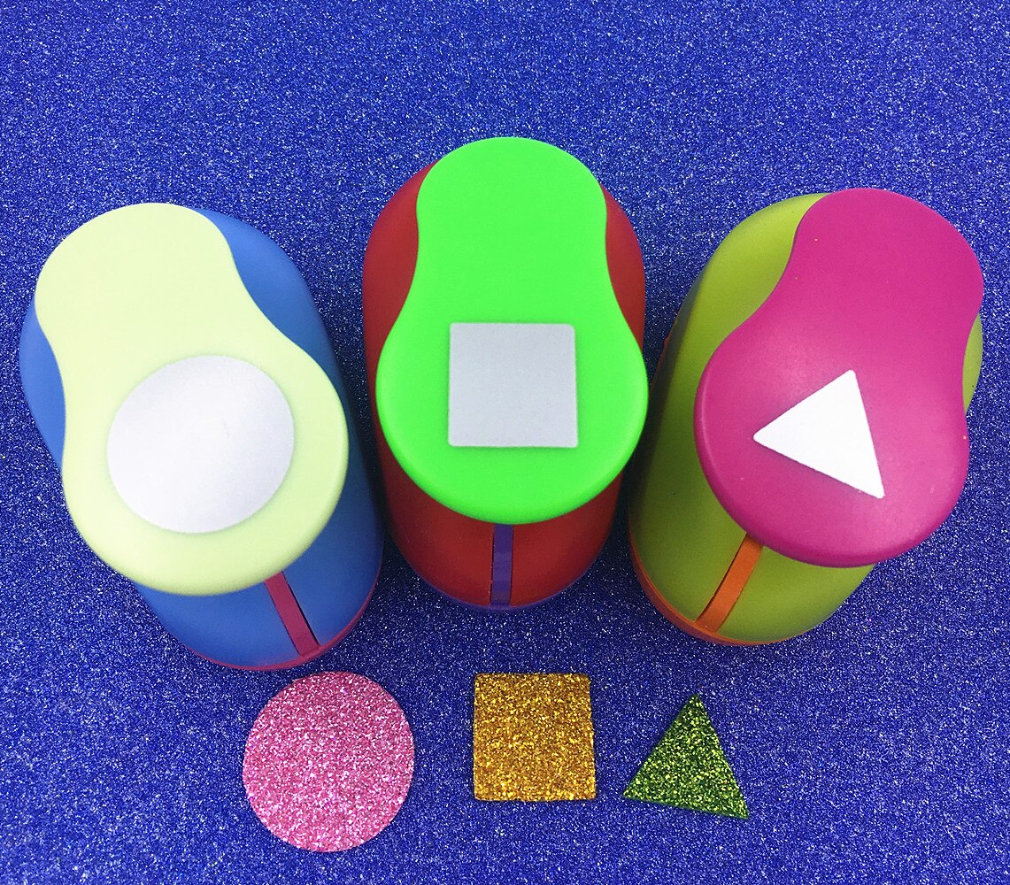 Kamei sztuka & rzemieślnictwo 3 Pakiet 1 "(kwadratowy trójkąt koło) dziurkacz ozdobny robić papieru, karty Scrapbooking grawerowanie dziecko skaleczenie DIY Wykonany ręcznie dziurkacz