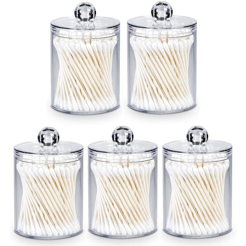 Distributeur acrylique pots d'apothicaire salle de bain-support boîte de rangement pot transparent pour boule de coton, coton-tige