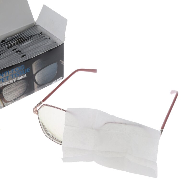 50 Stuks Anti-Fog Doekjes Voor Bril Bevochtigd Antifog Lens Vegen Individueel Verpakt Wegwerp Defogger Lenzenvloeistof Doekjes