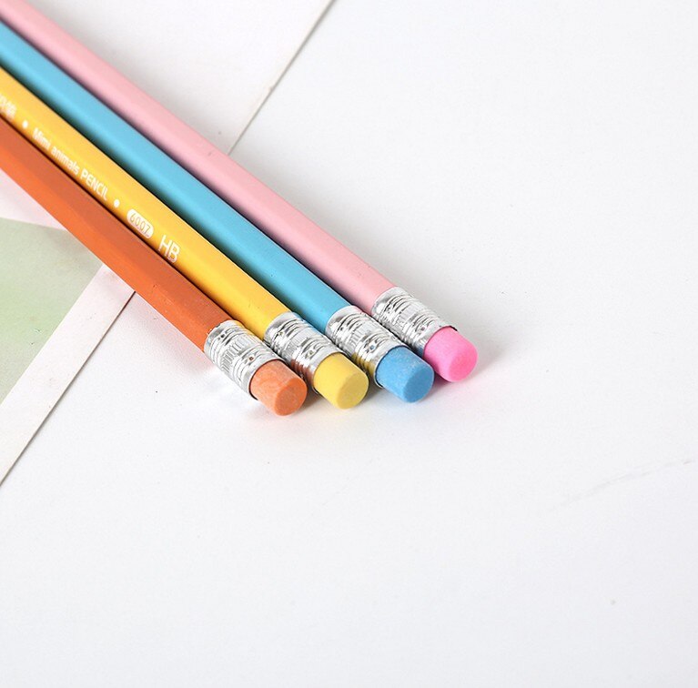 12pcs/pack Cartoon Animal Pig Animals HB Standard Pencil With Eraser Kids Office School Writing Pen Touch Stationery Supplies