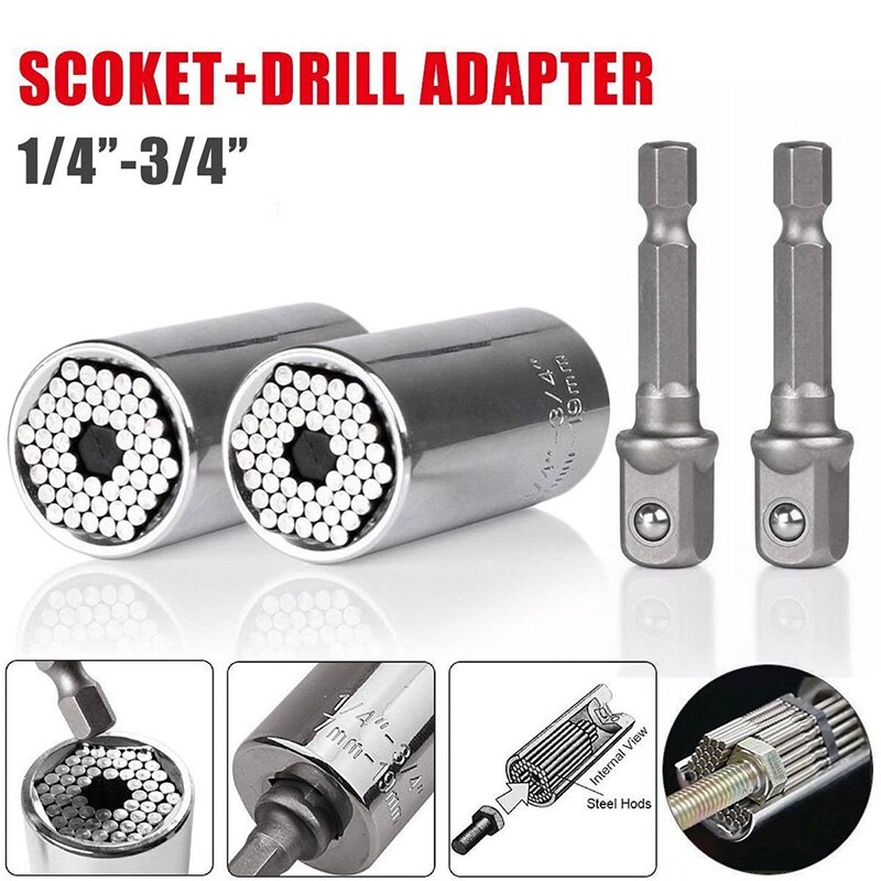 LIXF Universal Socket Grip Adapter 4PCS Grip Socket Set Ratchet Wrench Power Drill Adapter 1/4 Inch-3/4 Inch(7Mm-19Mm), Professi