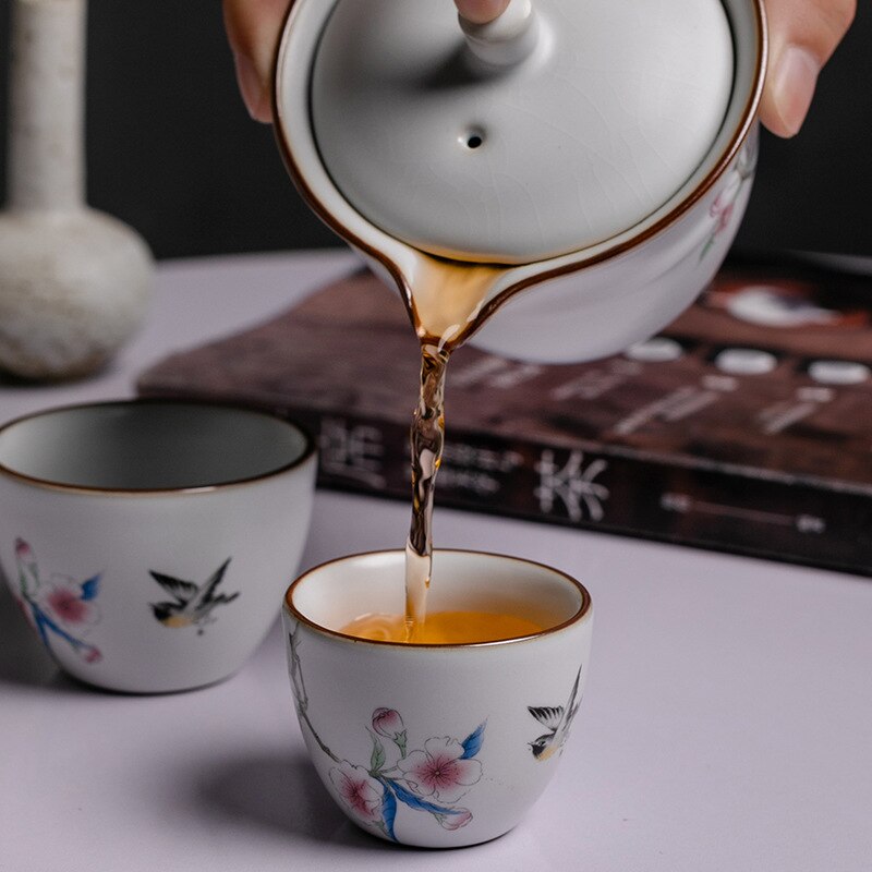 Chinese Tea set Ceramic Portable Teapot Set Outdoor Travel Gaiwan Tea Cups of Tea Ceremony Teacup Fine