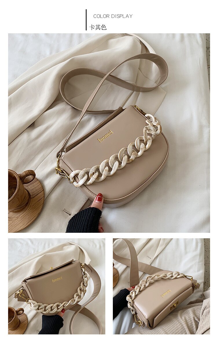 Female Messenger Bag Ladies Chain Shoulder Bag Small Square Bag Brand Women Handbag: Khaki