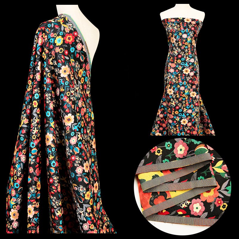 Jacquard brokad tyg satintyger sömnadsmaterial för satängklänning，klänning med broderi， mörkläggningsgardin