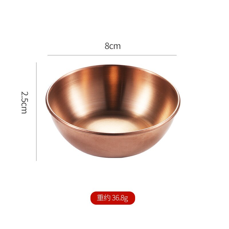 Stainless Steel Soy Sauce Dish Round Small Dish Golden Sauce Seasoning Dish Home Hotel Kitchen Japanese Dipping Sauce Dish: rose gold
