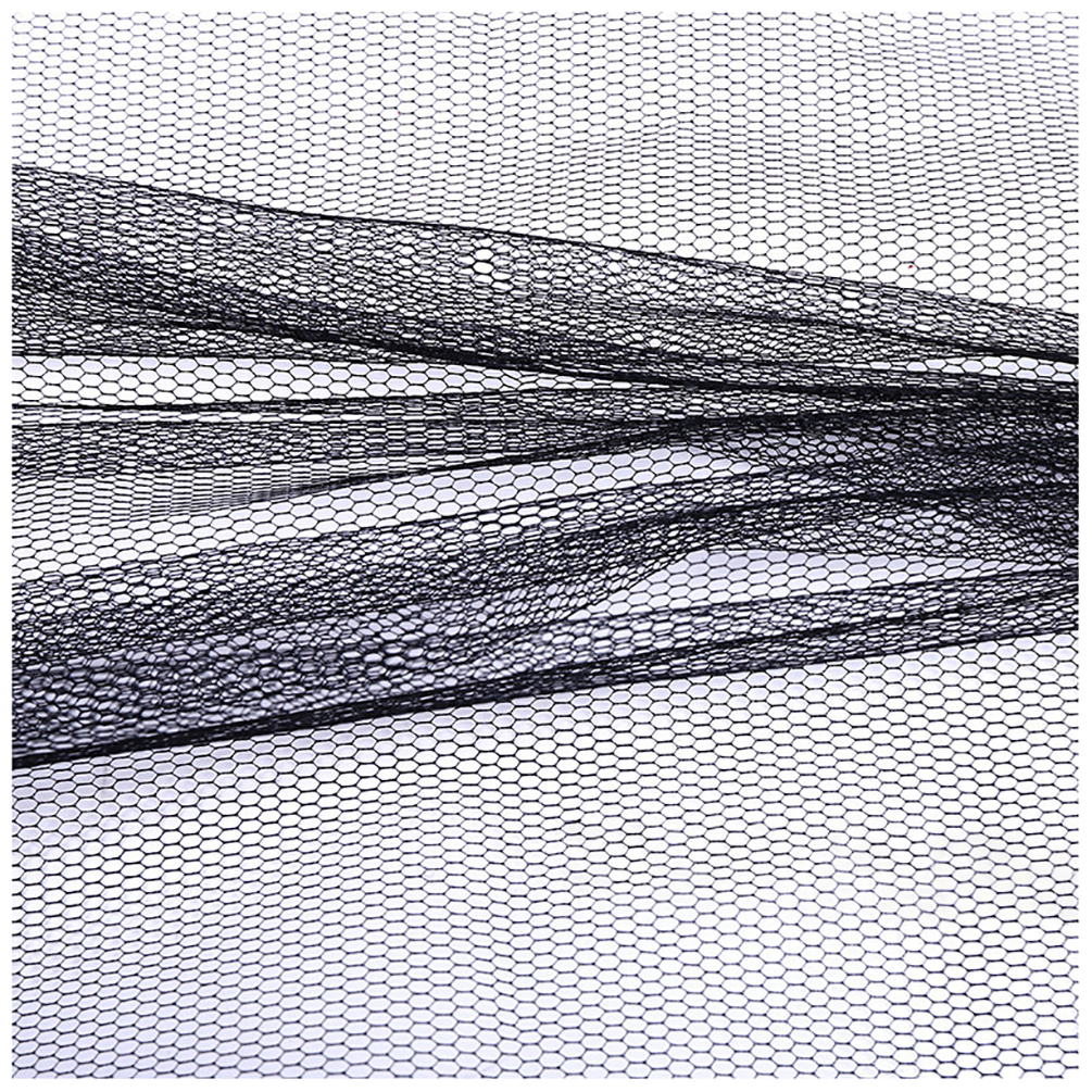 1 Meter Reinforced Coarse Net Hard Net Six Corners Mesh Fabric for Wedding Dress Baby Skirt Accessories Mesh Fabric: Black 