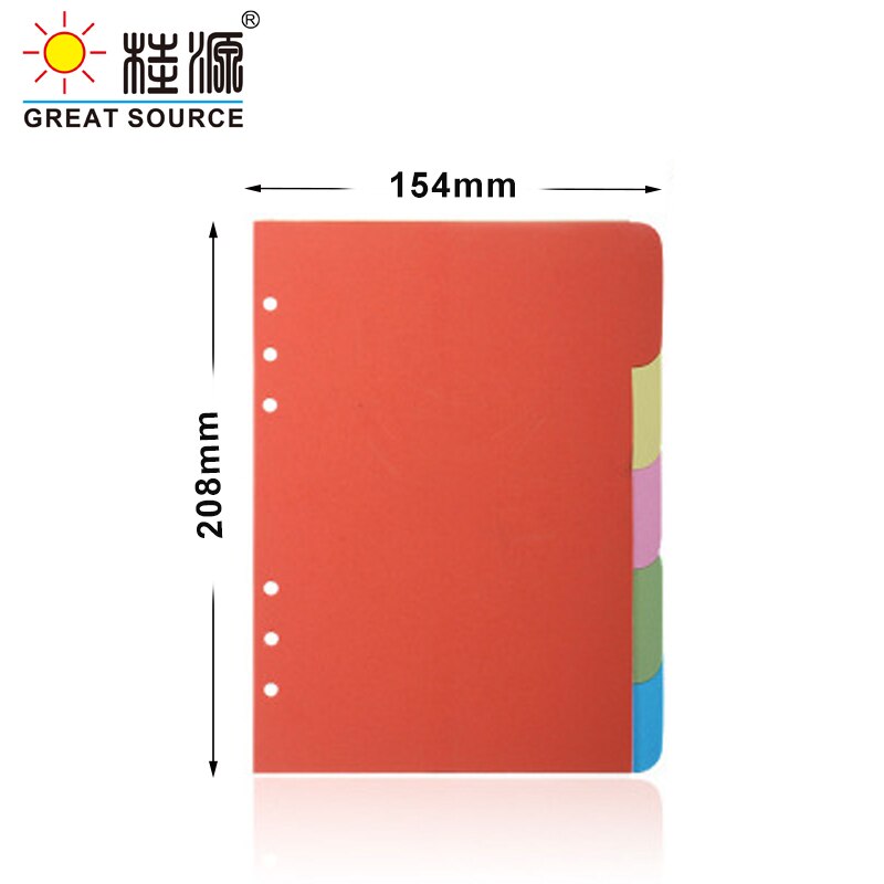 B5 Planner Divider Colorful Index Card 9 Holes Paper CardBoard Divers For Loose Leaf Notebook Folder Dividers(6 Sets)