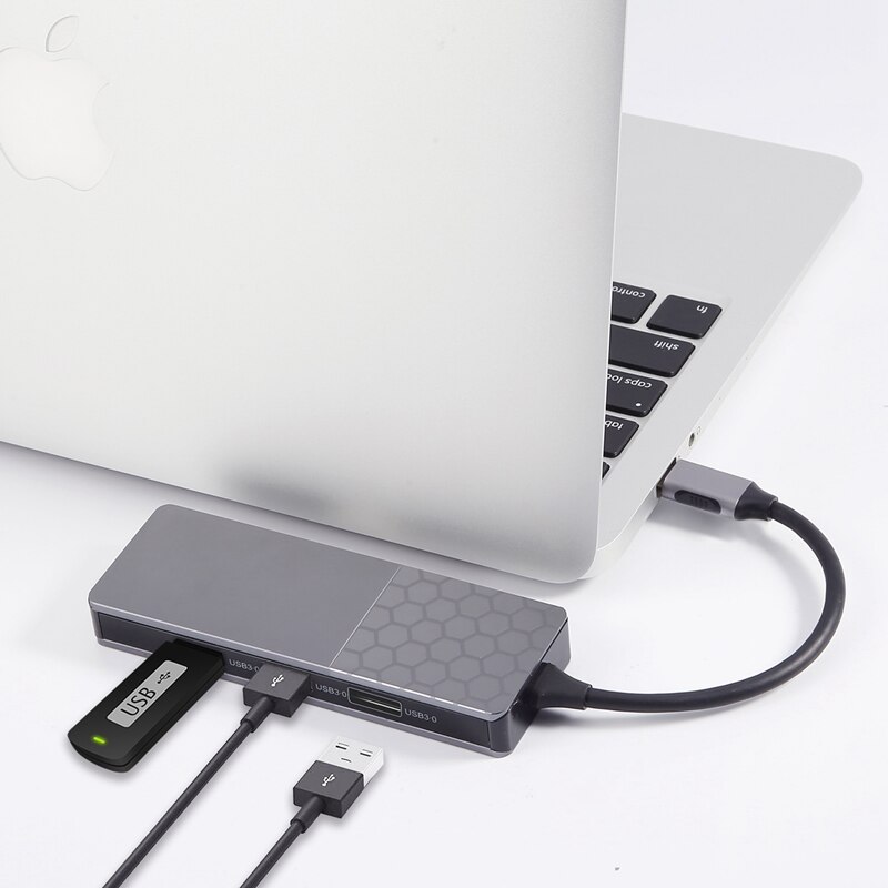 USB C HUB Type-C Docking Station 7 in 1 4K HDMI-Compatible+USB3.0+PD+TF for iPad Pro / Air/Hua Wei Matebook