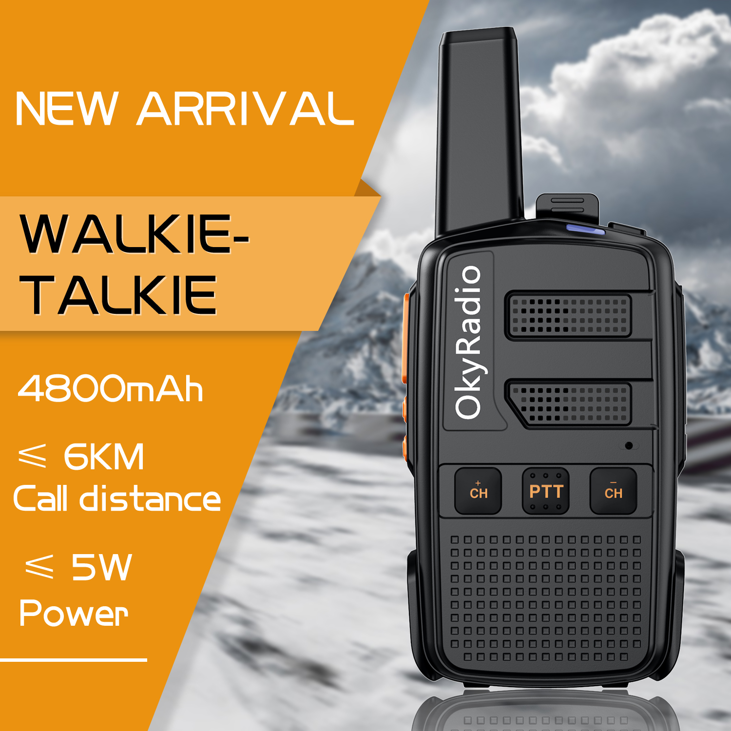Work Walkie-talkie 6km Call 4800mAh Battery 5w Power OkyRadio Portable Waterproof Walkie-talkie Strong Anti