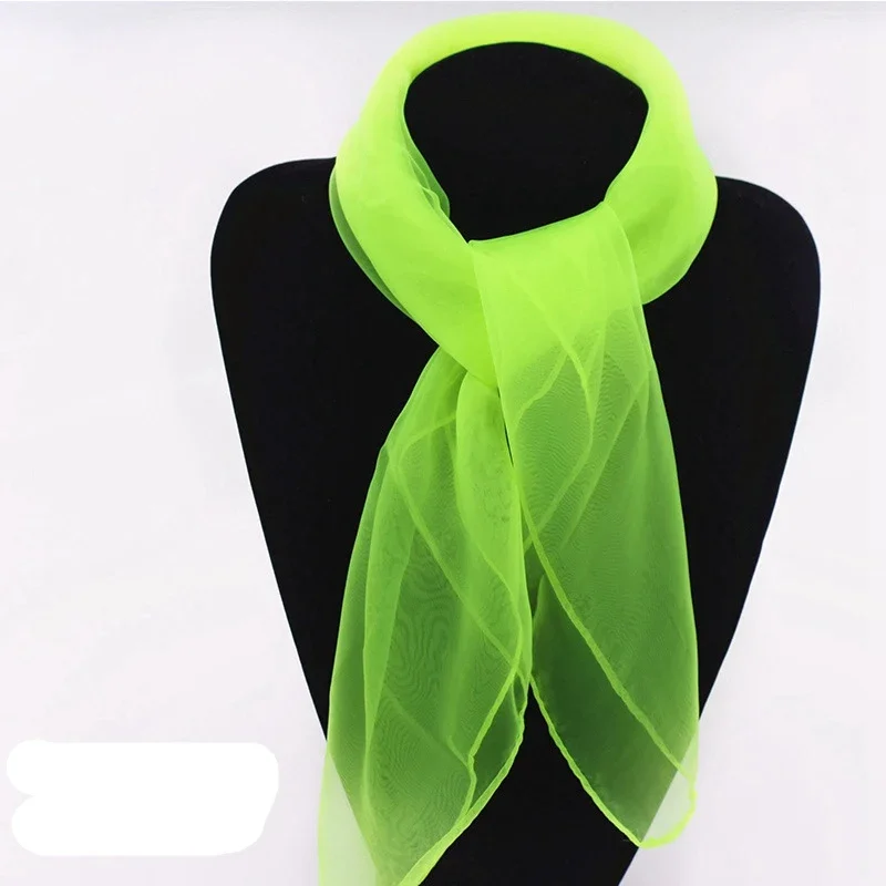 Soft Mesh Head Neck Solid Color Transparent Silk Scarf Women Luxury Spring Summer Stage Performance Square Towel Scarf for Women