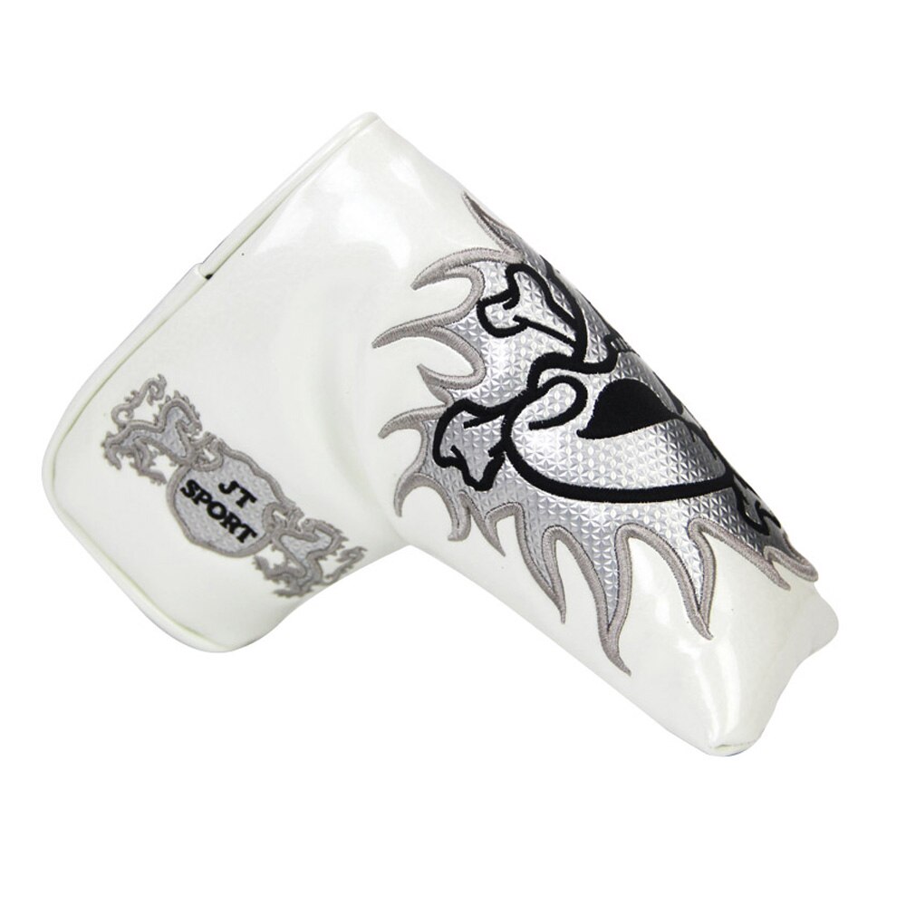 1 pçs golf blade putter cover crânio criativo golfe putter headcover com fácil fechamento e fechamento fora: WHITE