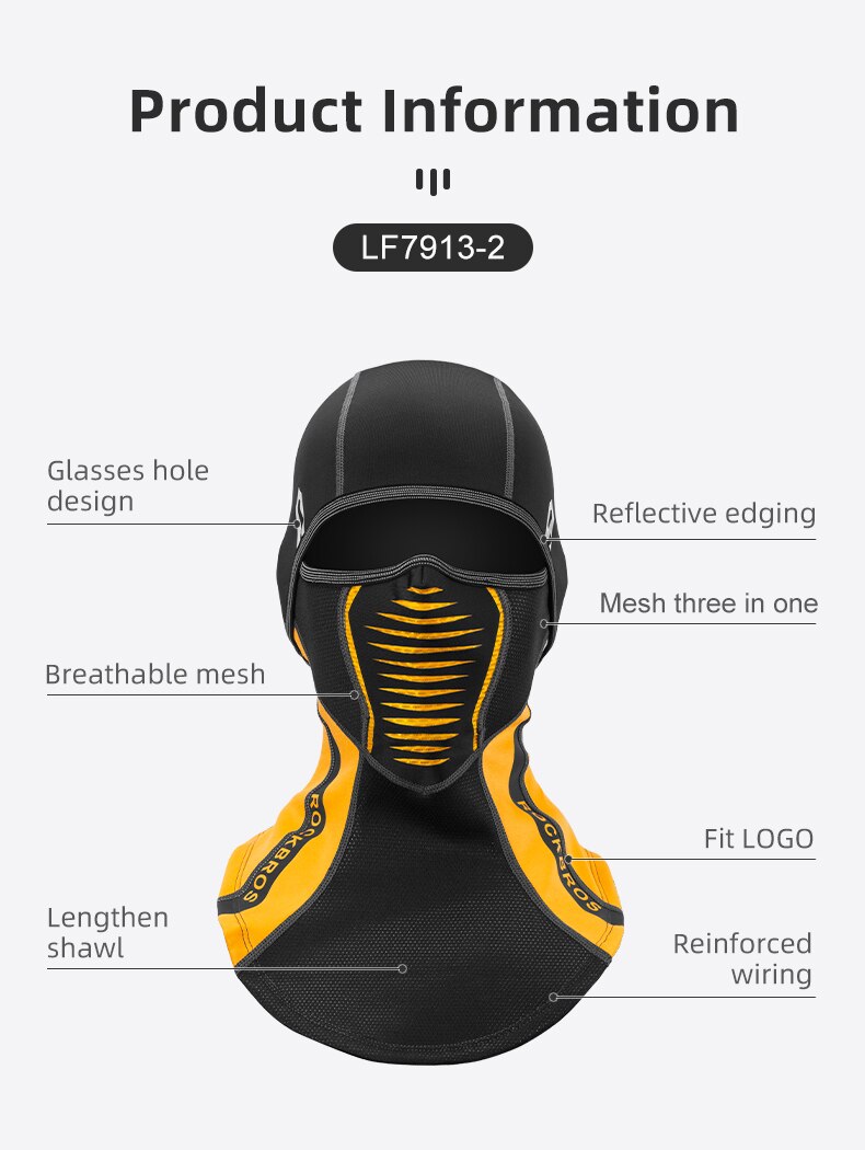 ROCKBROS-Mascarilla de esquí térmica, forro polar con protector para la cara, capucha de snowboard, bufandas de deporte al aire libre, a prueba de viento, casco para bici, pasamontañas