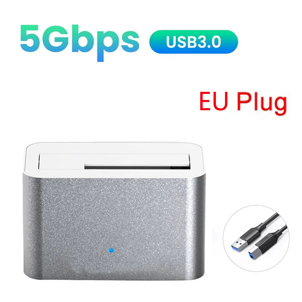 HDD Docking Station SATA to USB 3.0 Adapter for 2.5/3.5 SSD External Hard Drive Enclosure HDD Base Enclosure With Power Adapter: Gold