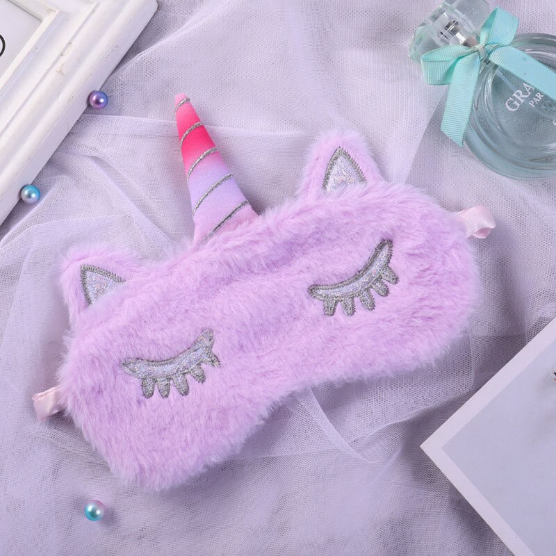 Dessin animé 1 pièces Mayitr licorne masque pour les yeux variété masque de sommeil en peluche ombre pour les yeux couverture masque pour les yeux approprié pour voyage maison en peluche: 3