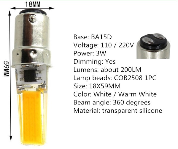 Dimmable B15 LED COB E12 E17 BA15D 110V 220V LED E11 110V COB E14 110V e17 220V G5.3 LED E17 110V BA15D 220V G4 COB G9 G6.35 G8
