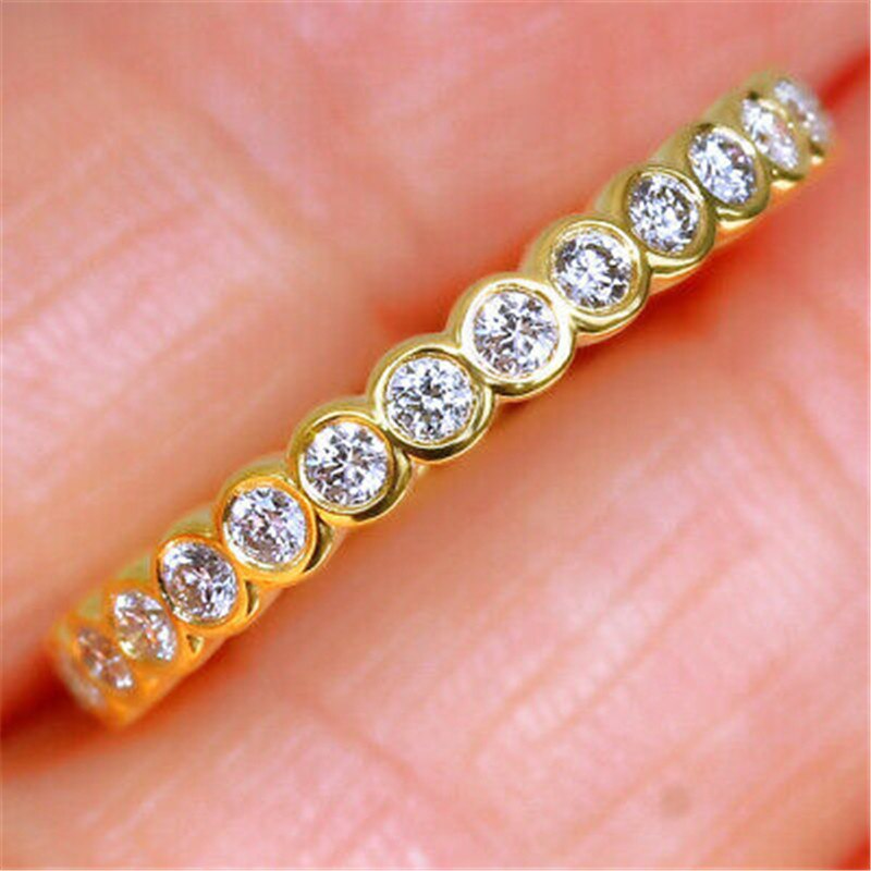 Anillo Eternity Promise para mujer, de Plata de Ley 925 pavé AAAAA cz, anillos de compromiso para boda, joyería de para nupcial