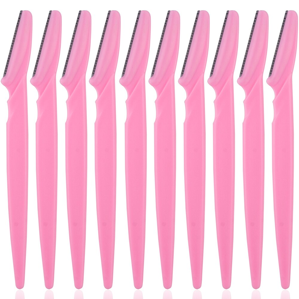 20/40/80Pcs Eyebrow Trimmer Cutting Woman Blades Eye Brow Cutter Shaver Face Hair Removal Scraper Portable Beauty Makeup Tools: 10Pcs Pink