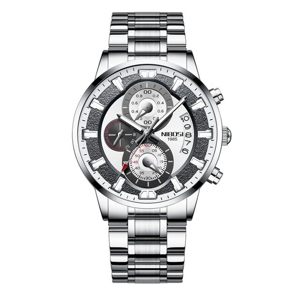 NIBOSI hommes montres haut de gamme de luxe grand cadran montre de Sport plein acier étanche affaires horloge numérique Relogio Masculino: 5