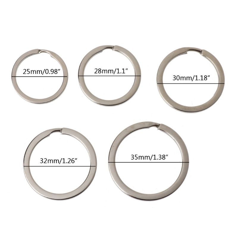 100 st metall rund platt nyckelring runda delade nyckelringar kedja 25mm 28mm 30mm 35mm