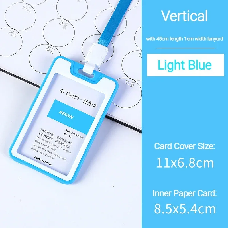 Porte-carte sangle de cou avec lanière porte-Badge carte d'identité de travail Bus couverture d'identité d'affaires porte-carte en plastique sacs fournitures de bureau: BLEU CIEL