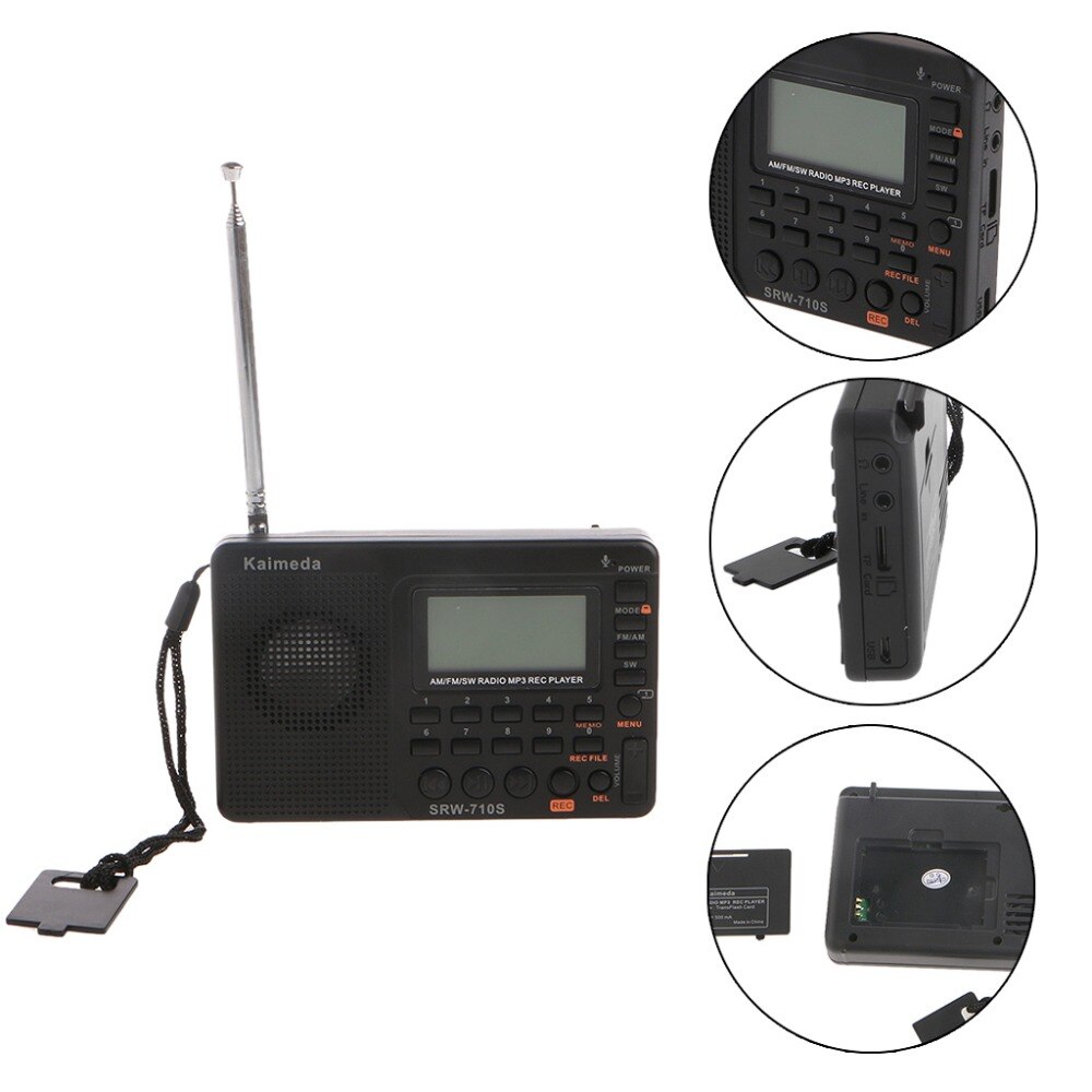 Digital Tuning LCD Receiver TF MP3 REC Player Portable AM FM SW Full Band Radio