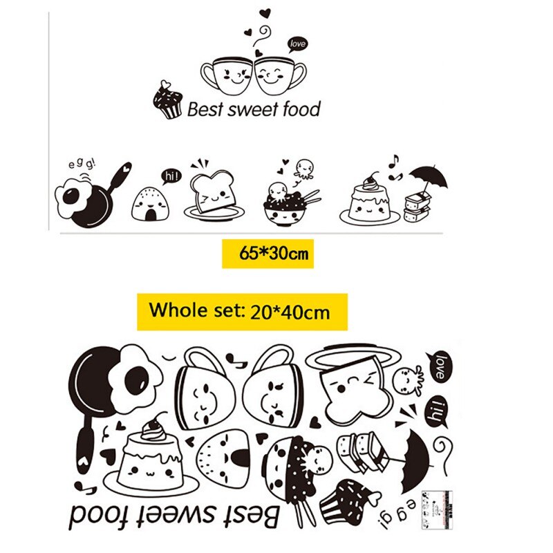 Removable Kitchen Wall Stickers Coffee Sweet Food DIY Wall Art Decal Decoration Oven Dining Hall Wallpapers PVC Wall Decals·