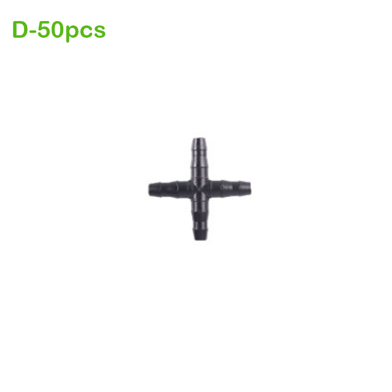 50pcs Garden Irrigation Connectors Barbed Single Double Tee Elbow Drip Arrow Cross Coupling Watering Fitting For 4/7mm Hose: D