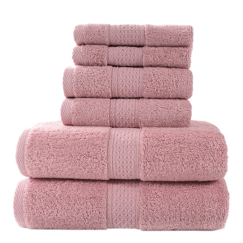 6 stykke blød bomuld håndklæde sæt badeværelse nul twist håndklæde ansigt badeværelse håndklæde: Default Title