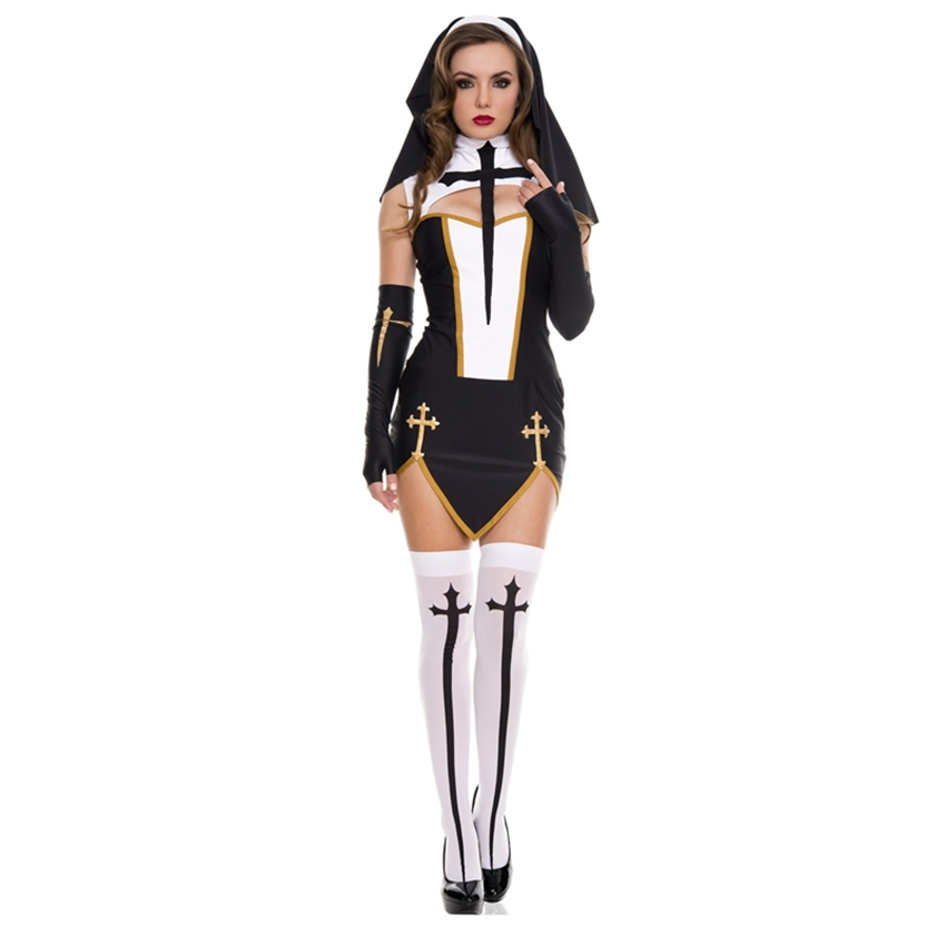 Medieval Cosplay disfraces de Halloween para las mujeres sacerdote monja traje misionero adulto Cosplay ropa vestido de mujer