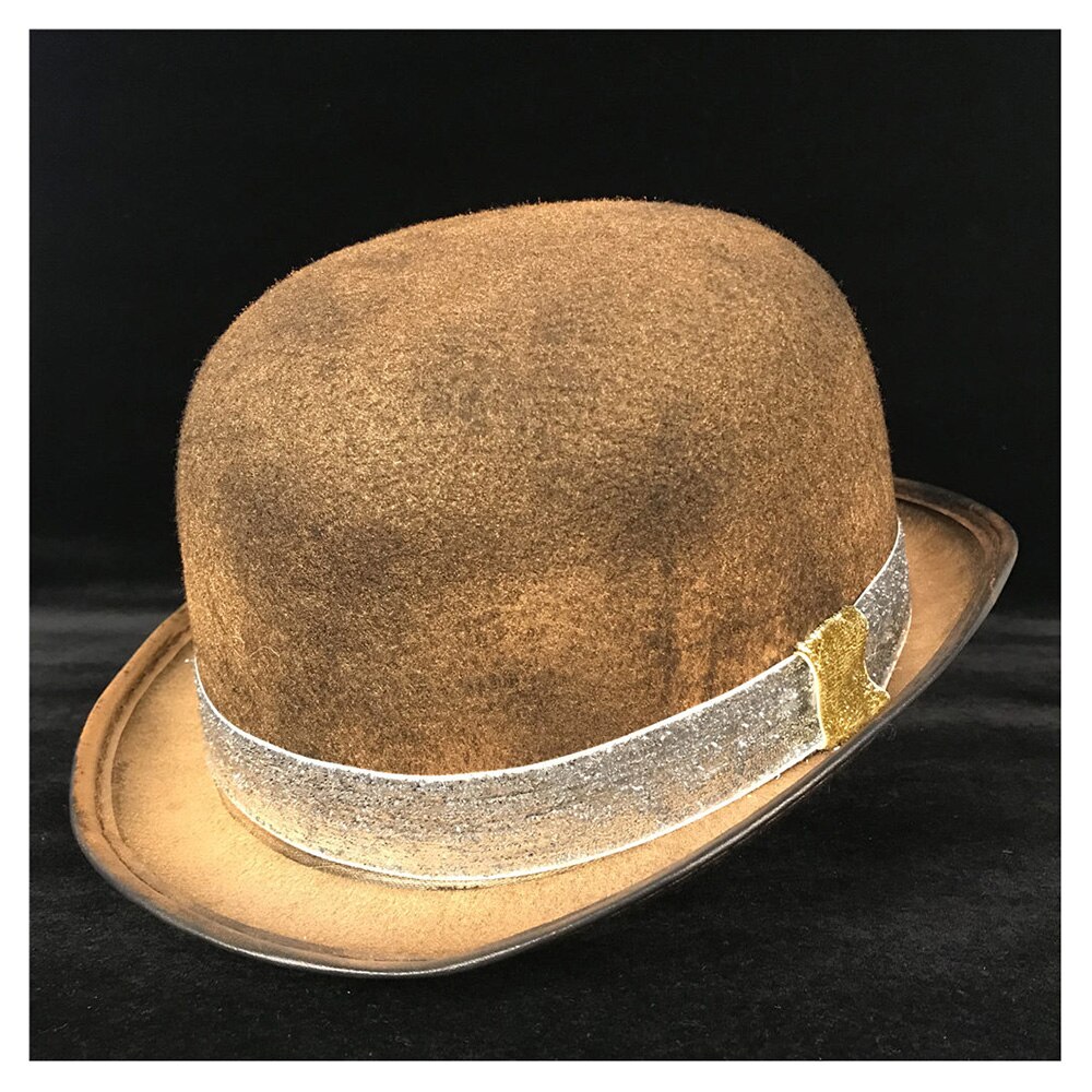 Kvinner steampunk bowlerhatt patch utstyr briller gull topper topp hatter fedora hodeplagg cosplaybillycock brudgommen lue: Gull sz