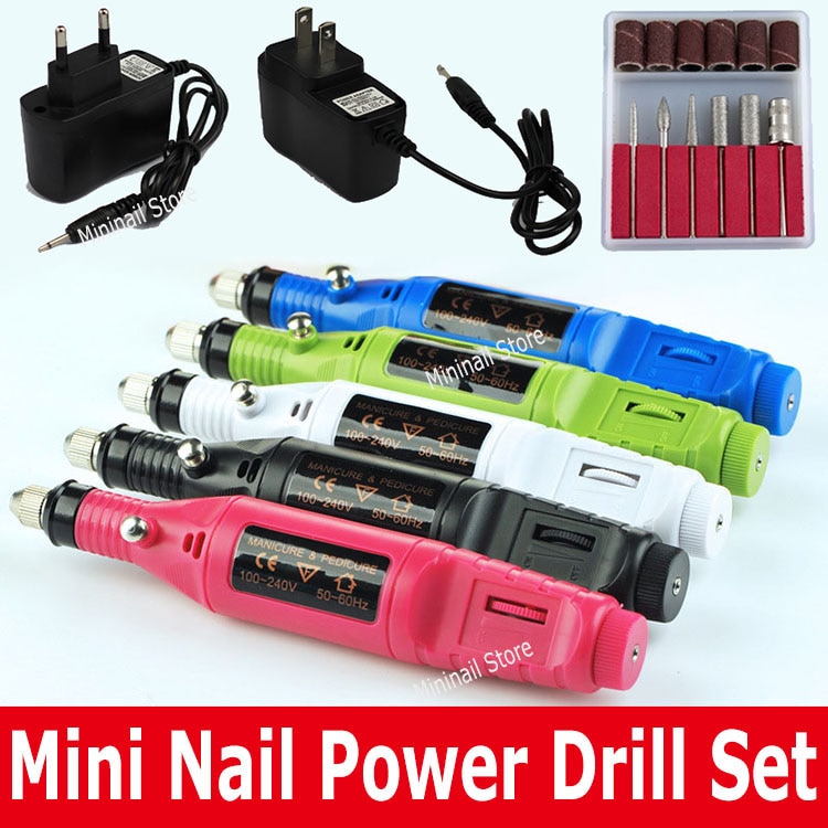 Mini nagelboorset met 6 bits, elektrische boormachines, manicure, stylingtool, pedicure, vijlen, vormgeven, voetverzorgingsproduct