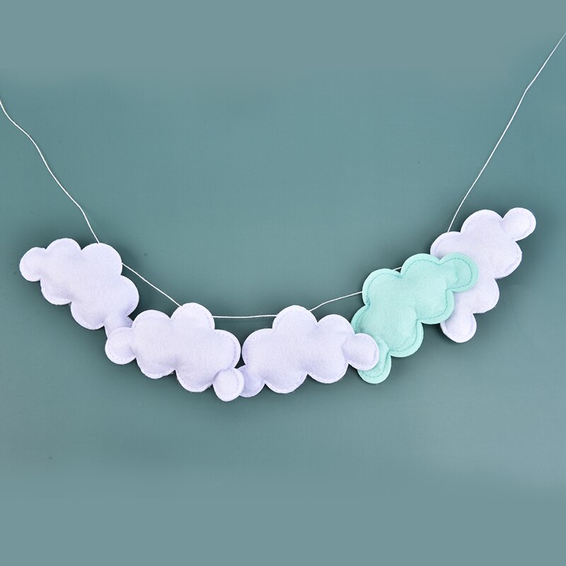 Guirnalda de nube de fieltro INS para colgar en la pared, adornos nórdicos para cama de bebé, decoración para habitación de niños, foto de decoración, utilería para: Green