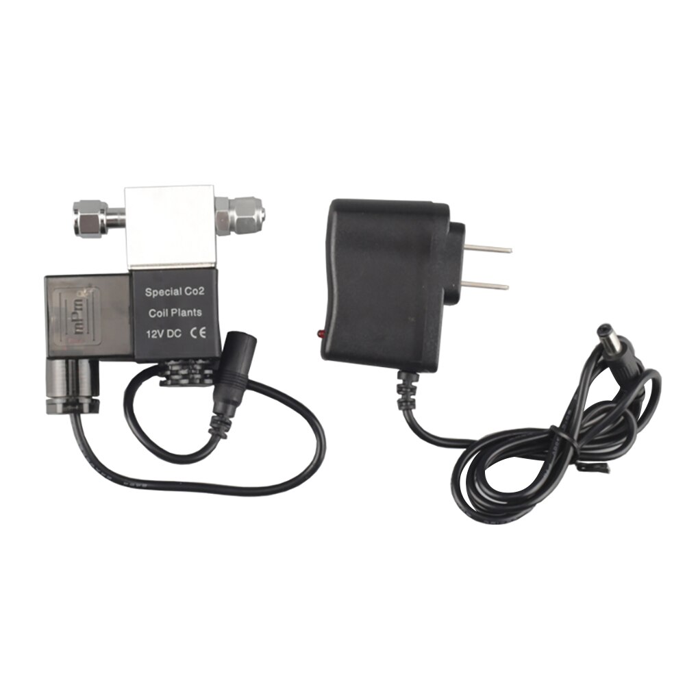 Geruisloze Aquarium Co2 Magneetventiel Regulator Dc 110 V-220 V Lage Temperatuur Co2 Aquarium Fish Tank Elektrische Magnetische valve: single head US plug