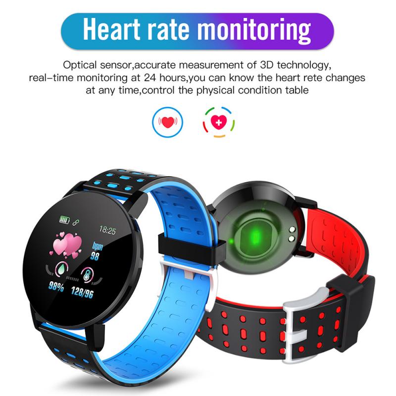 reloj inteligente Smartwatch 119Plus Round Women Watch Man Smartband Heart Rate Blood Pressure Monitor Fitness Tracker Smart Wat