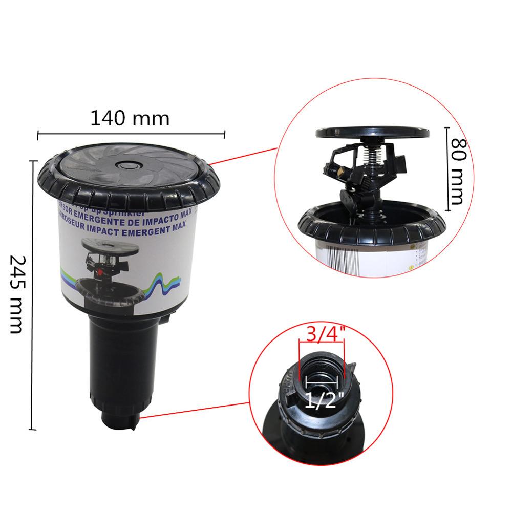 1/2 “ 3/4 ” hunngjenger innløp impuls pop-opp sprinklere full sirkel vanning sprinkler hage vanning stor vannstrøm munnstykke