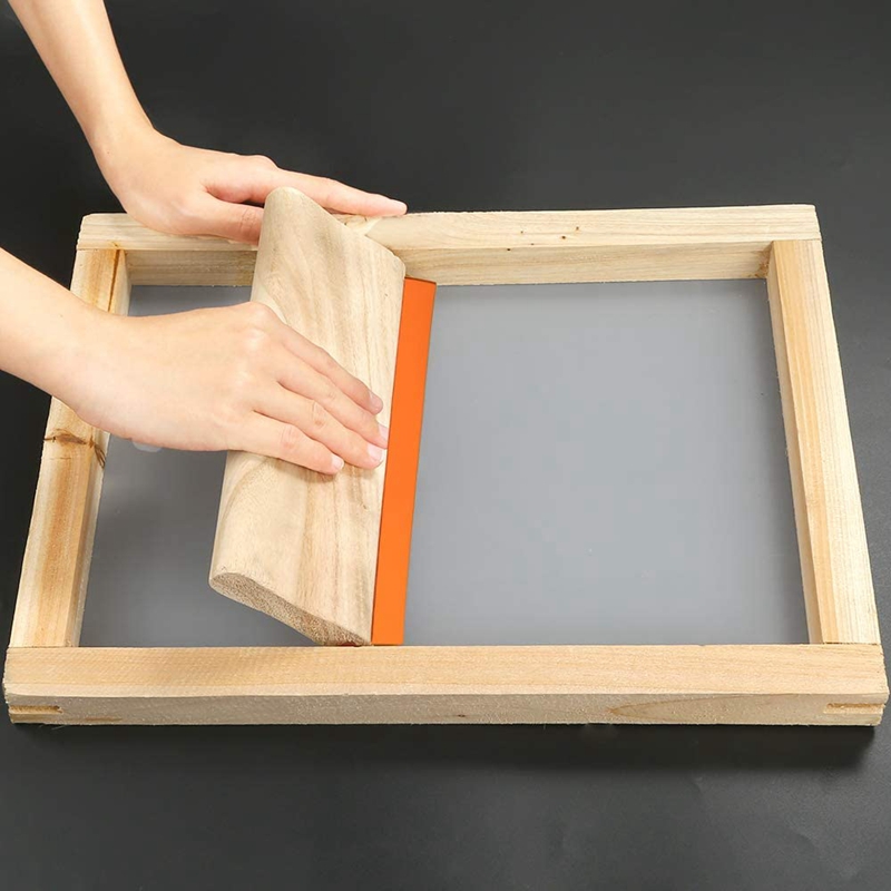 Screen Printing Starter Kit, 10 x 14 Inch Wood Silk Screen Printing Frame with 110 White Mesh, Screen Printing Squeegees