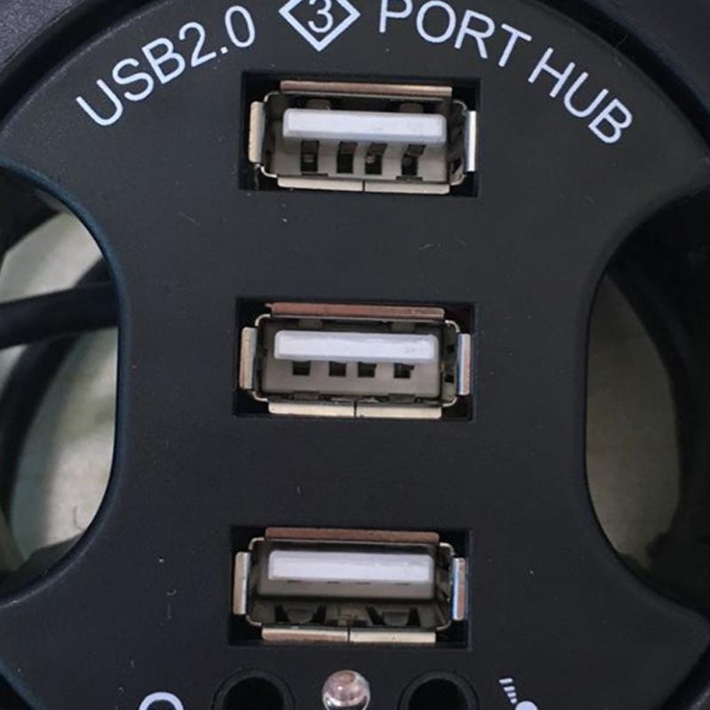 Office Computer Desk Round Hole USB Splitter 3 USB Hubs Converter Laptop/PC/Mac Expansion Interface Audio Port Plug play