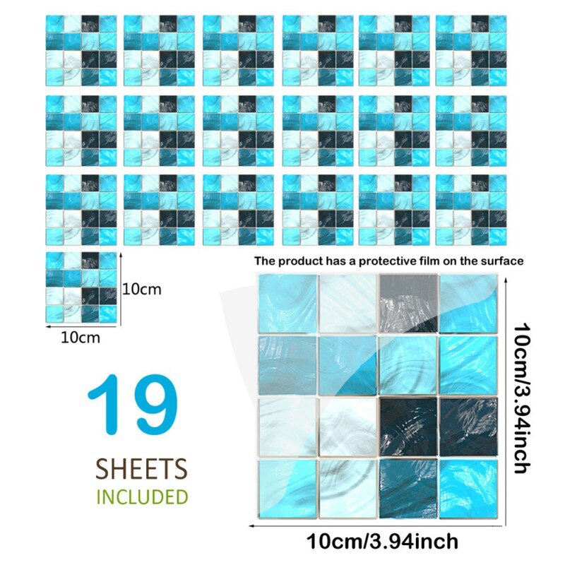 DIY 3D Self Adhesive Mosaic Tile Sticker Kitchen Backsplash Bathroom Wall Tile Stickers Decor Waterproof Peel Stick PVC Tiles: A9