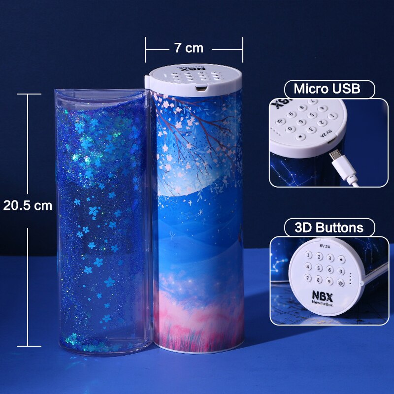 NBX zamek elektroniczny kod piórnik hasło piórnik Anime stacjonarne ruchome piaski pudełko na długopis robić przyborów szkolnych chłopiec dziewczyny prezent