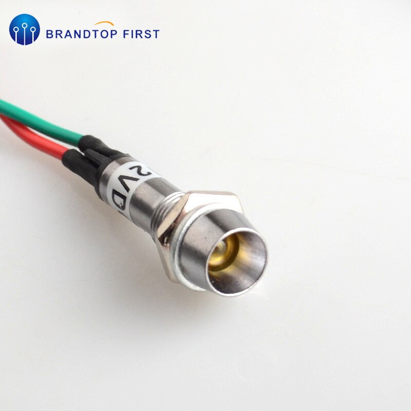Panel 8mm montering rød grøn gul blå hvide farver til valg indikator lys indikation led signal lampe med ledning