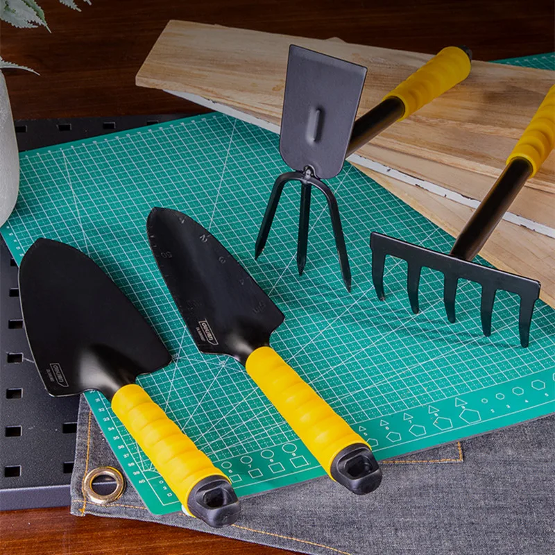 Deli-Juegos de herramientas de jardinería, pala, azada, grada, 1/3/4 Uds. Con mango recubierto de PP, herramienta para bonsái de jardinería, trasplante de tierras agrícolas y césped y jardín