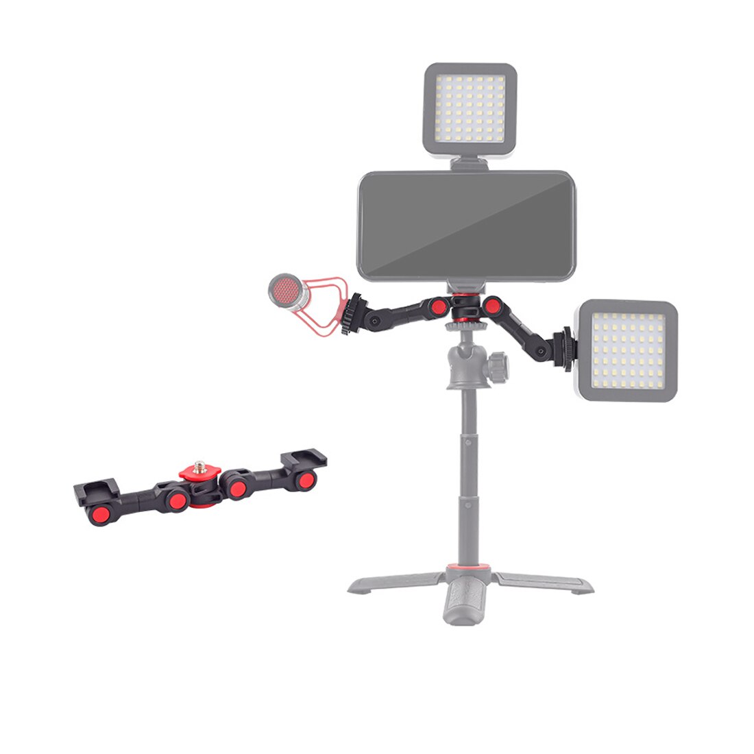 Super Magic Arm Verstelbare Magic Gelede Arm Met 1/4 Schroef Dual Cold Shoe Mount Voor Monitor Led Licht Lcd Video dslr Camera