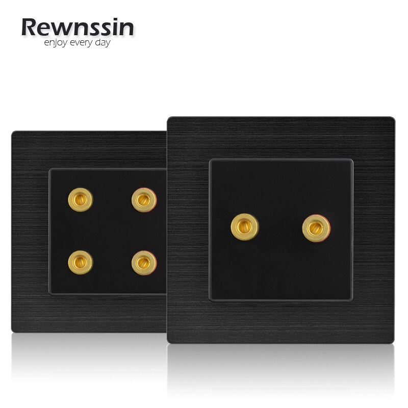 Wall Audio Outlet Terminals 110V-250V Socket Double/Quadruple Binding Post Banana Jack Connector Black Brushed Aluminum Panel