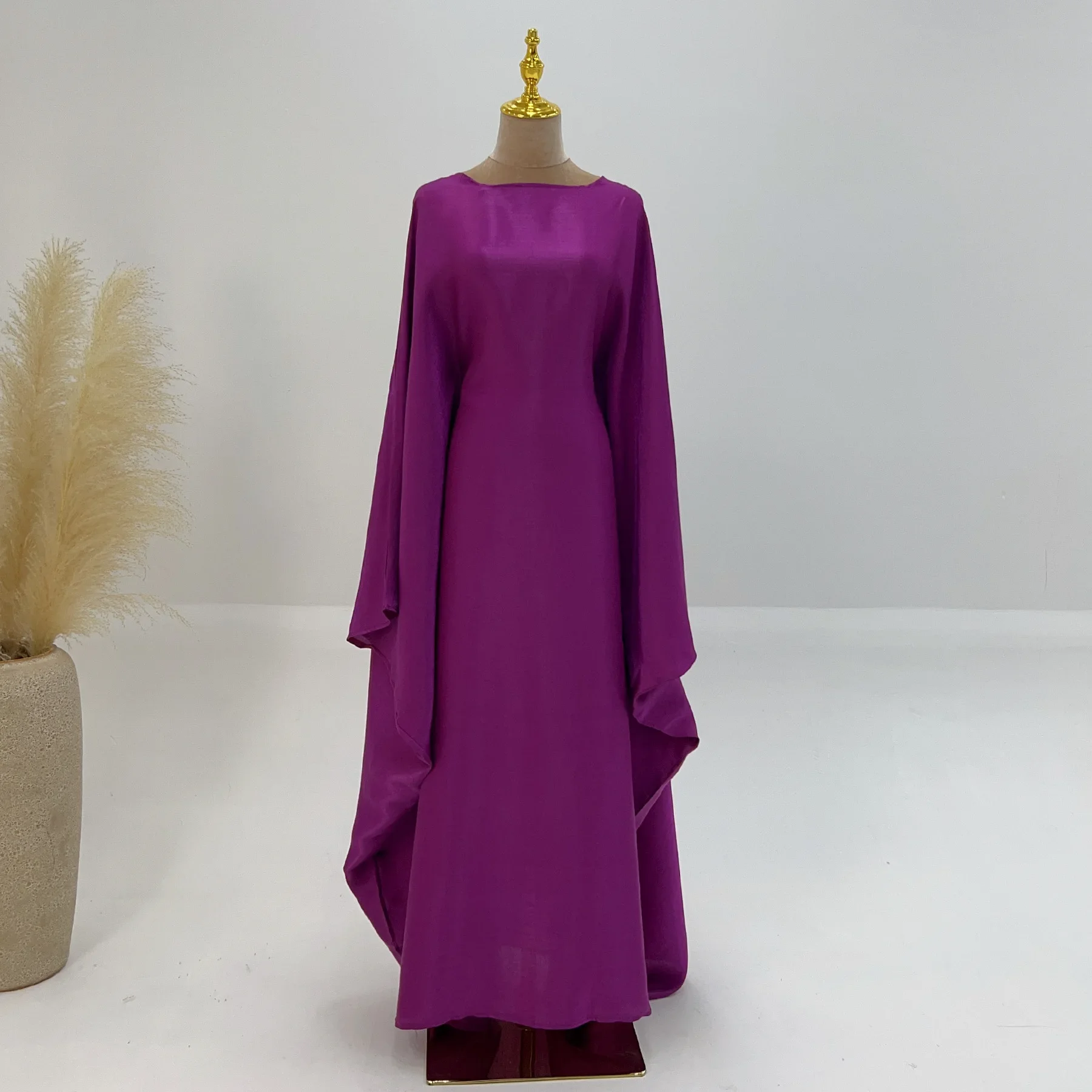 Abaya de mariposa con cinturón interior, vestido largo de musulmán, Abayas para mujer, ropa islámica de Turquía de Dubái, caftán Eid de Ramadán: S / Morado
