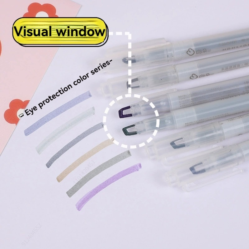 6 farver/sæt unik dobbeltspids overstregningstusch pastelfarve midtlinjemarkører markør skoleartikler