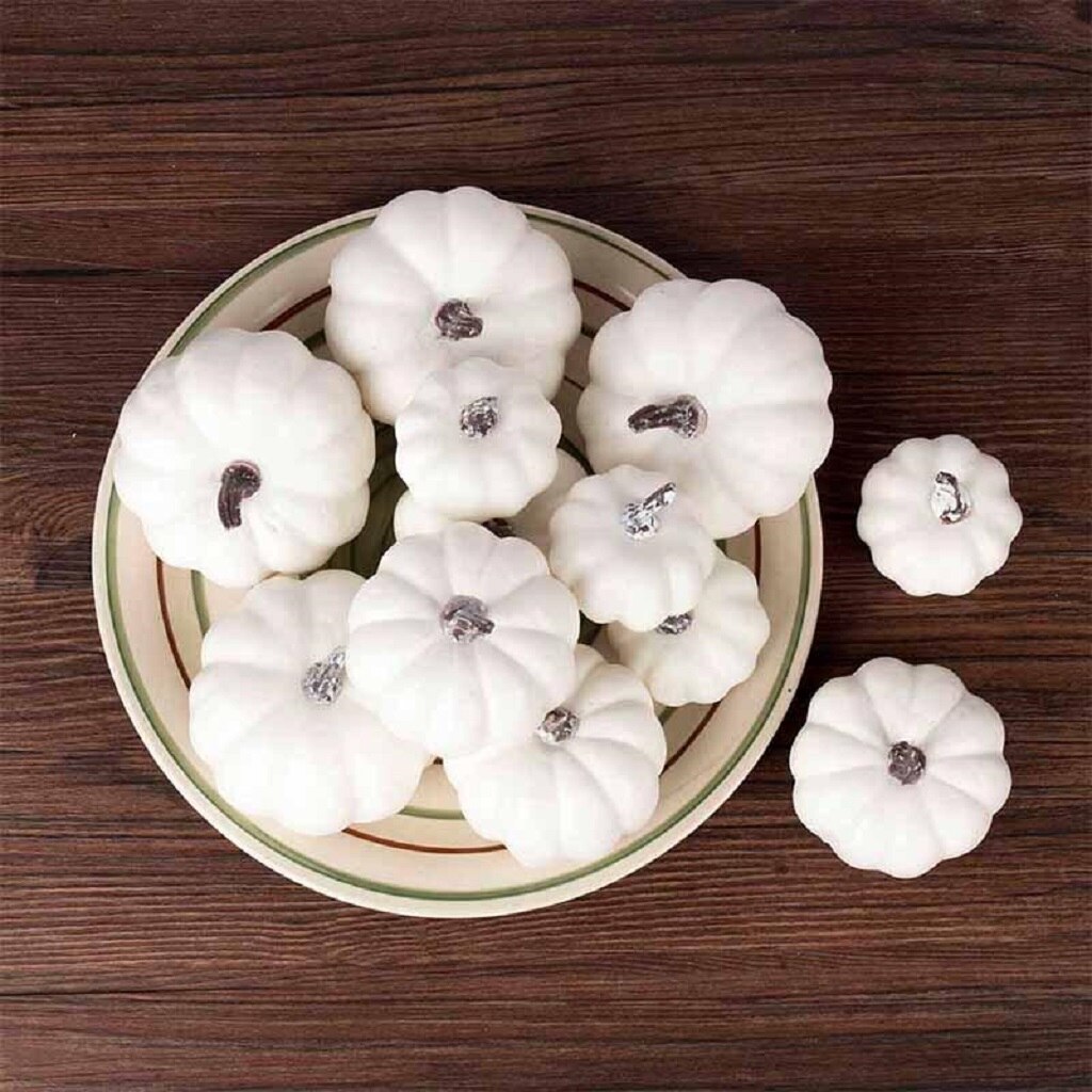 12Pack White Lifelike Pumpkin Fall Harvest Mini Pumpkins for Home Garden Decor